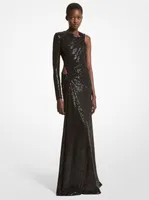 Hand-Embroidered Sequin Stretch Jersey Cutout Gown