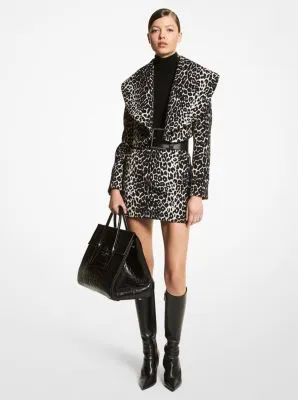 Leopard Wool Melton Bolero Jacket