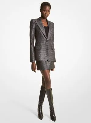 Georgina Metallic Dogtooth Wool Blend Blazer