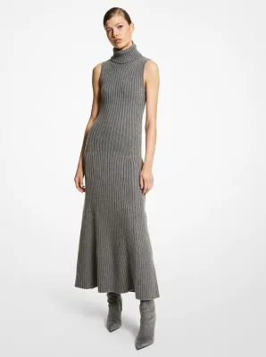 Ribbed Cashmere Turtleneck Dress