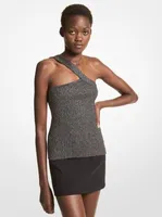 Metallic Stretch Viscose Asymmetric Tank Top