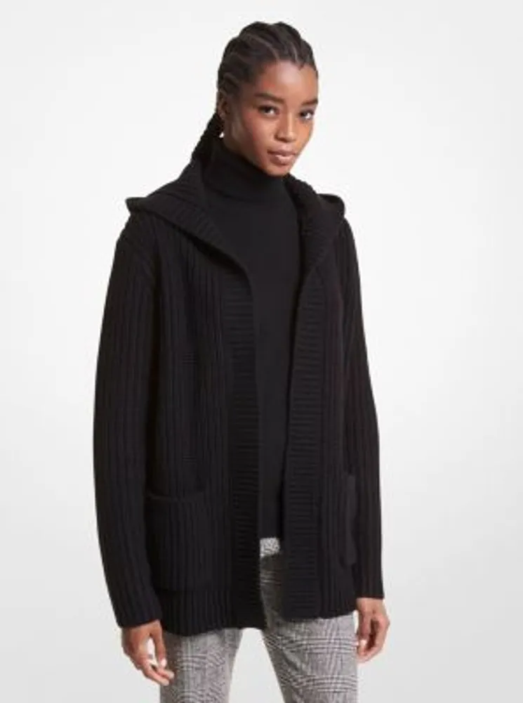 Shaker Knit Cashmere Hooded Cardigan