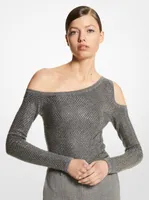 Crystal Embellished Stretch Cashmere Bodysuit