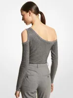 Crystal Embellished Stretch Cashmere Bodysuit