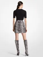 Leopard Print Calf Hair Mini Skirt