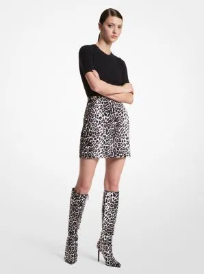 Leopard Print Calf Hair Mini Skirt