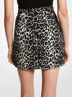 Leopard Wool Melton Skirt