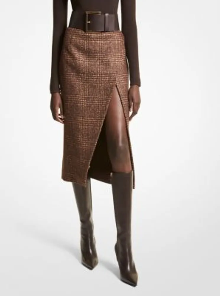 Glen Plaid Tweed Scissor Skirt