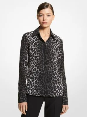Hansen Leopard Silk Crepe De Chine Shirt