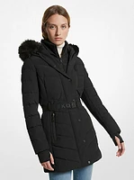 Faux Fur Trim Quilted Puffer Coat