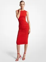 Stretch Matte Jersey Ruched Sheath Dress