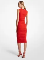 Stretch Matte Jersey Ruched Sheath Dress