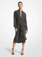 Striped Organic Silk Crepe de Chine Sarong Shirtdress