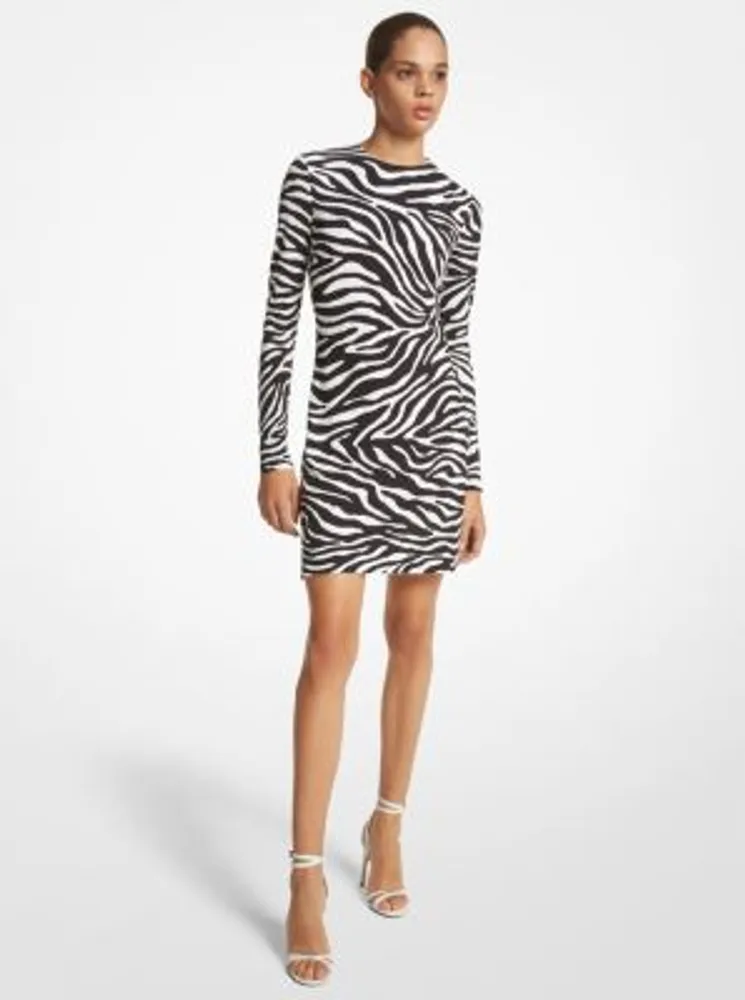 Zebra Stretch Matte Jersey Shift Dress