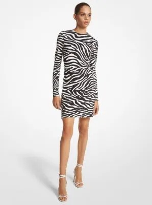 Zebra Stretch Matte Jersey Shift Dress