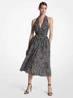 Cheetah Print Organic Silk Crepe De Chine Halter Dress