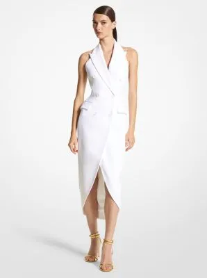 Double Crepe Sablé Halter Tuxedo Dress