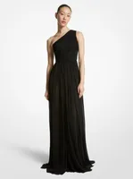 Chiffon Jersey One-Shoulder Gown