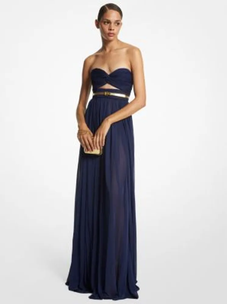 Chiffon Jersey Strapless Dress