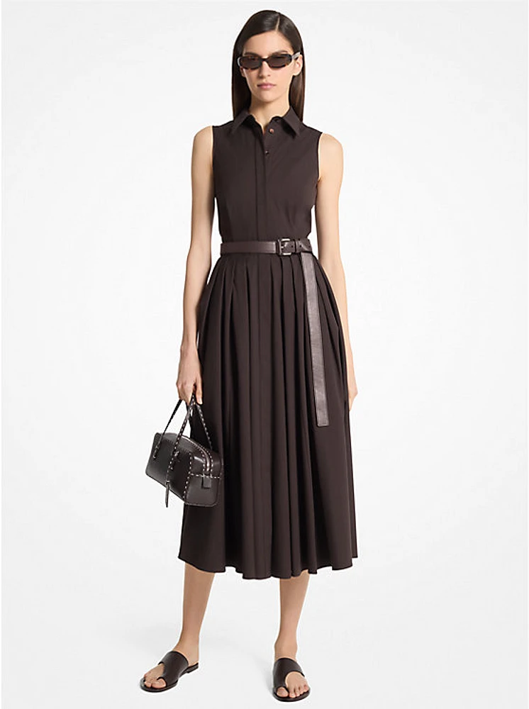 Stretch Organic Cotton Poplin Sleeveless Shirtdress
