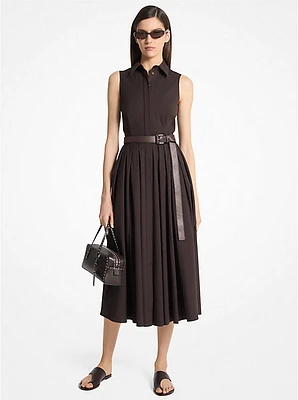 Stretch Organic Cotton Poplin Sleeveless Shirtdress