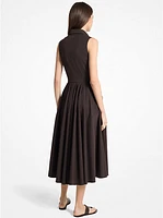 Stretch Organic Cotton Poplin Sleeveless Shirtdress