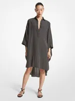 Striped Silk Crepe De Chine Dolman Shirtdress