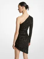 Sequined Stretch Tulle Asymmetric Dress