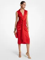 Satin Charmeuse Sleeveless Shirtdress