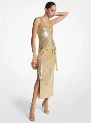 Sequined Stretch Jersey Tank Dress
