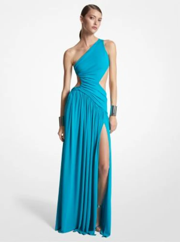 Stretch Matte Jersey Asymmetric Cutout Gown