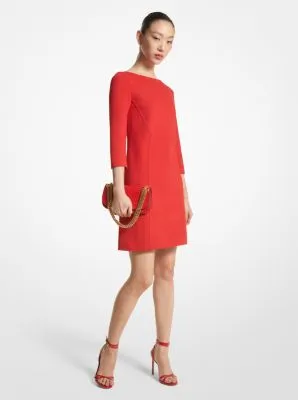 Stretch Wool Crepe Shift Dress