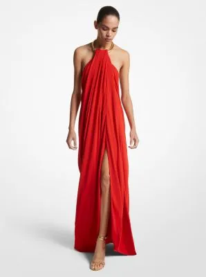 Crepe Jersey Necklace Gown