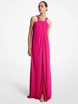 Crepe Jersey Necklace Gown