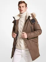 Faux Fur Trim Woven Parka