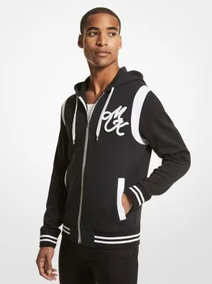Embroidered Jersey Zip-Up Hoodie