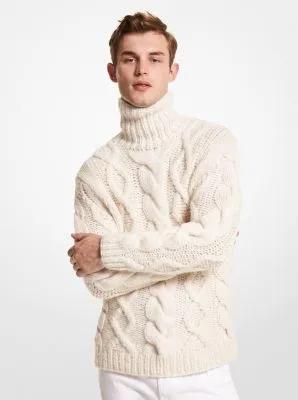 Cable Alpaca Blend Turtleneck Sweater