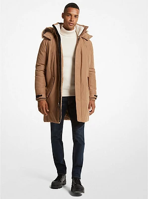 Faux Fur Trim Woven Parka