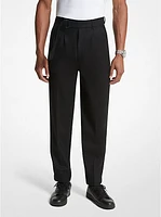 Stretch Wool Flannel Belted Trousers