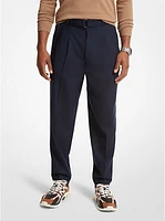 Stretch Wool Flannel Belted Trousers