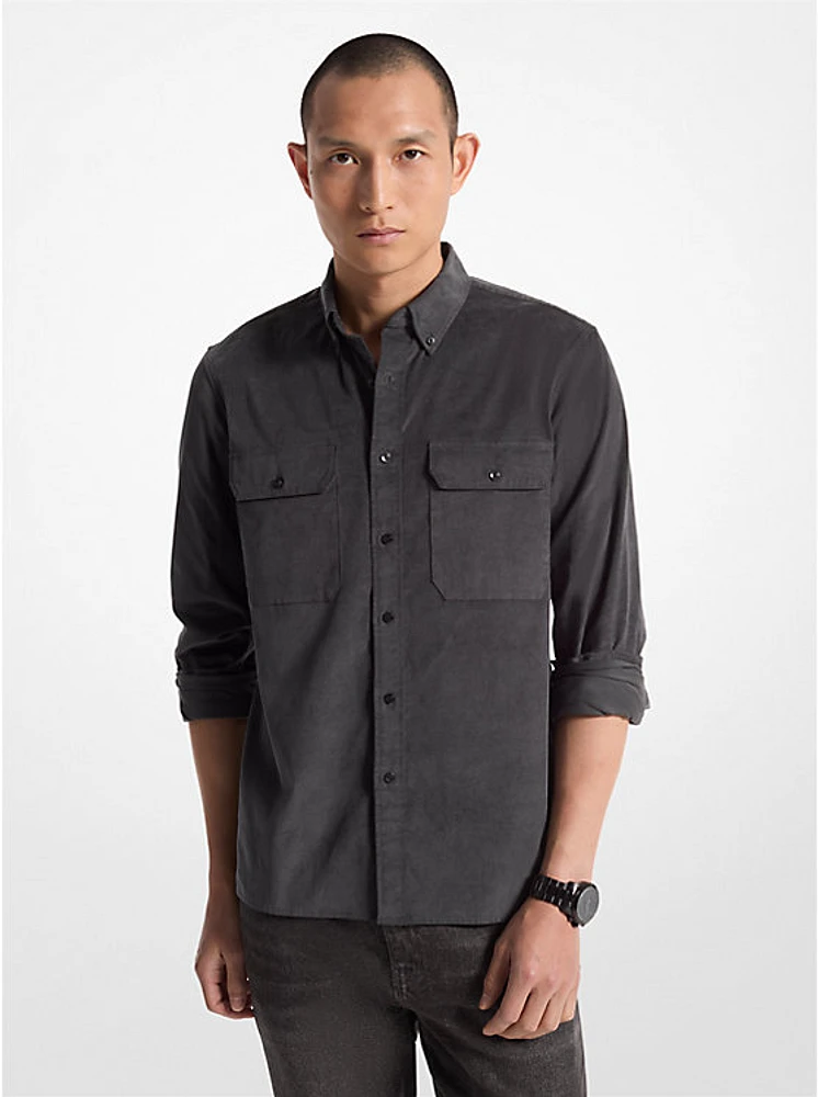 Stretch Cotton Blend Utility Shirt