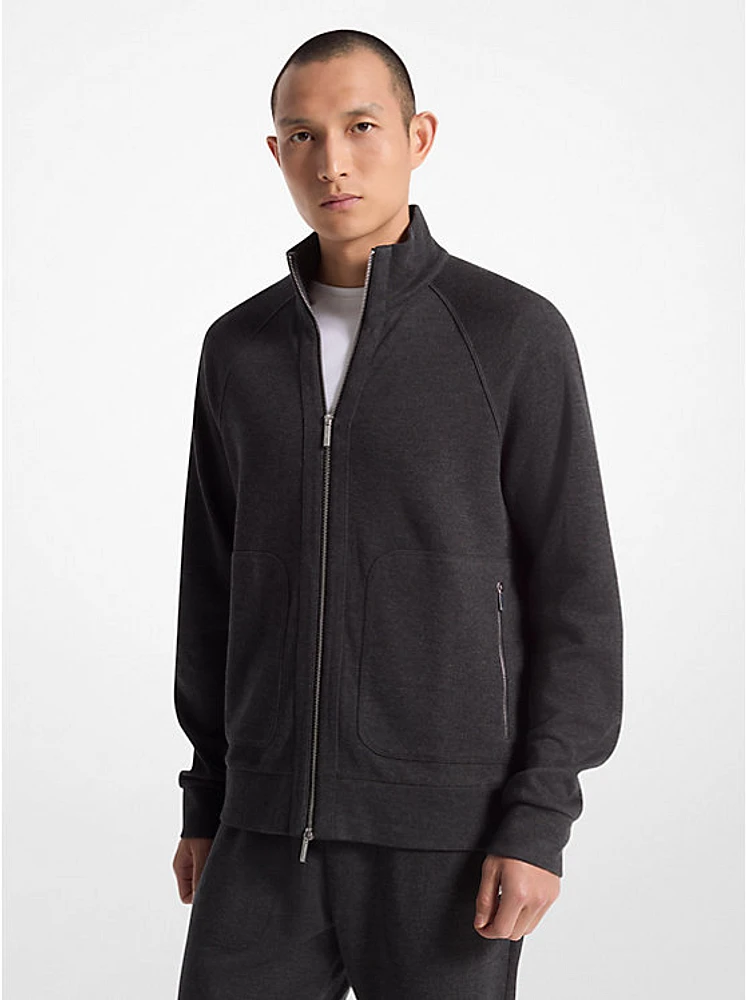 Ribbed Cotton Blend Knit Jacket