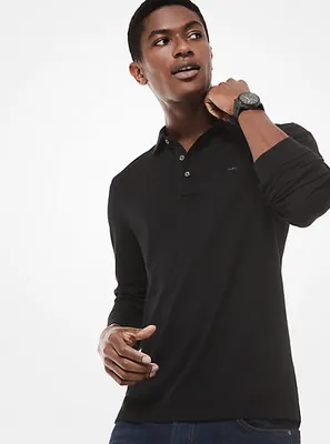 Cotton Long-Sleeve Polo Shirt