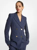 Metallic Pinstripe Double Crepe Sablé Blazer