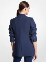 Cate Double Crepe Sablé Crushed-Sleeve Blazer