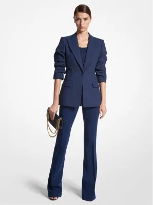 Cate Double Crepe Sablé Crushed-Sleeve Blazer