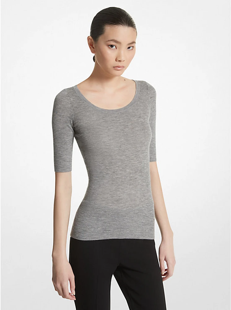 Stretch Viscose Short-Sleeve Sweater