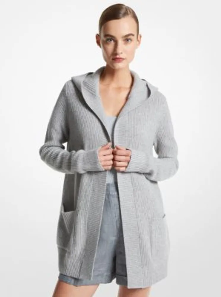 Cashmere and Linen Blend Hooded Cardigan