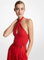 Stretch Cashmere Halter Bodysuit