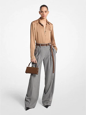 Stretch Wool Pleated Trousers